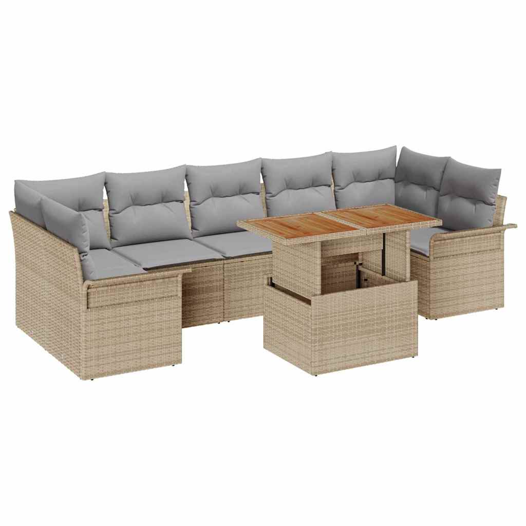 Tuin Sofa Set 8 st beige en lichtgrijs