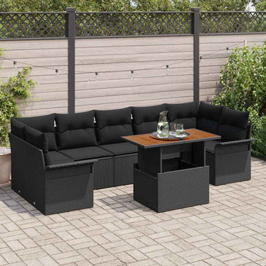 Tuin Sofa Set 8 st Zwart