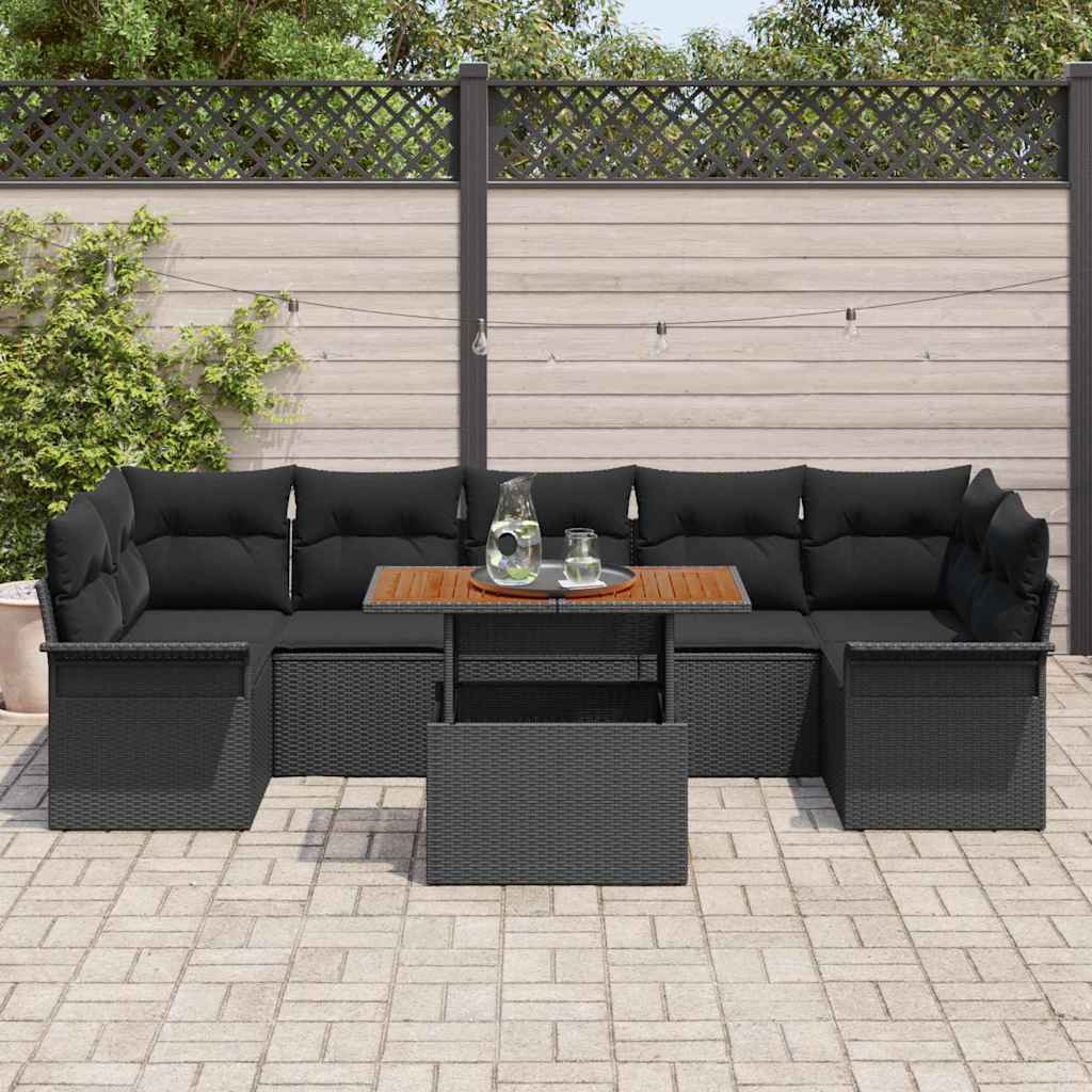 Tuin Sofa Set 8 st Zwart