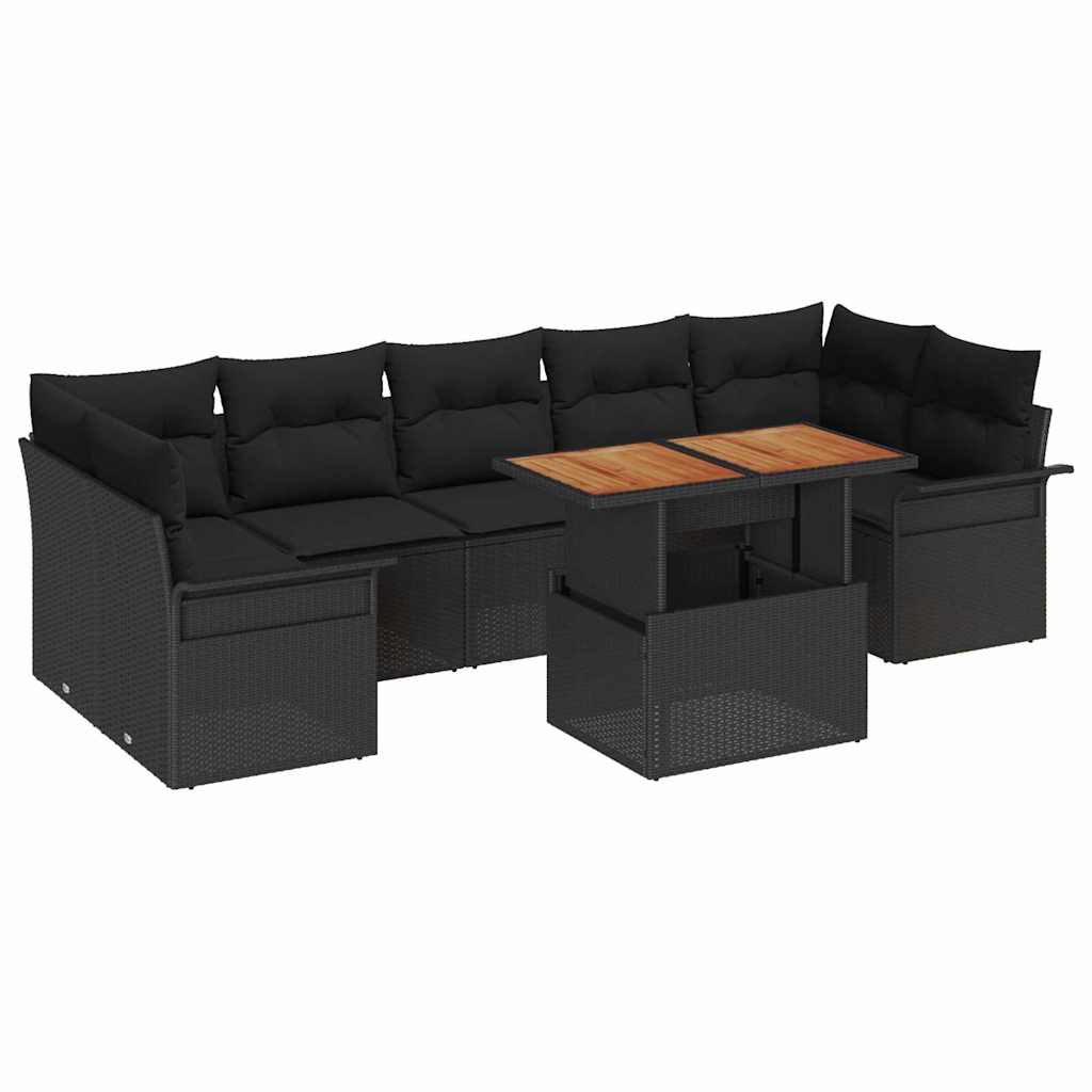 Tuin Sofa Set 8 st Zwart