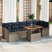 Tuinbankenset 8 st Grijs en Marineblauw poly rattan