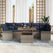 Tuinbankenset 8 st Grijs en Marineblauw poly rattan
