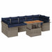 Tuinbankenset 8 st Grijs en Marineblauw poly rattan