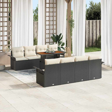 Tuinbankenset 7 st Zwart en Crème poly rattan