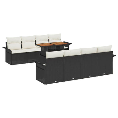 Tuinbankenset 7 st Zwart en Crème poly rattan