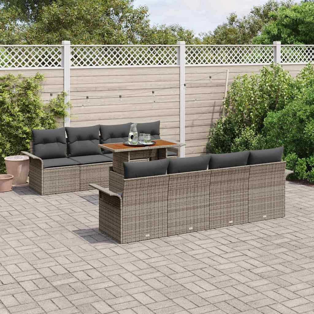 Tuinbankenset 7 st Grijs poly rattan