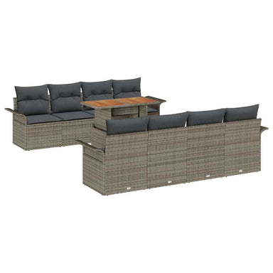Tuinbankenset 7 st Grijs poly rattan