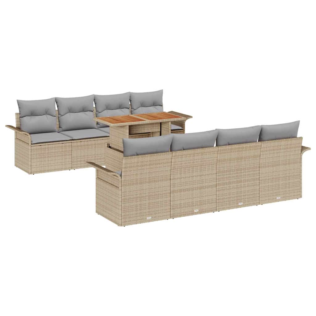 Tuinbankenset 7 st Beige en Licht Grijs poly rattan