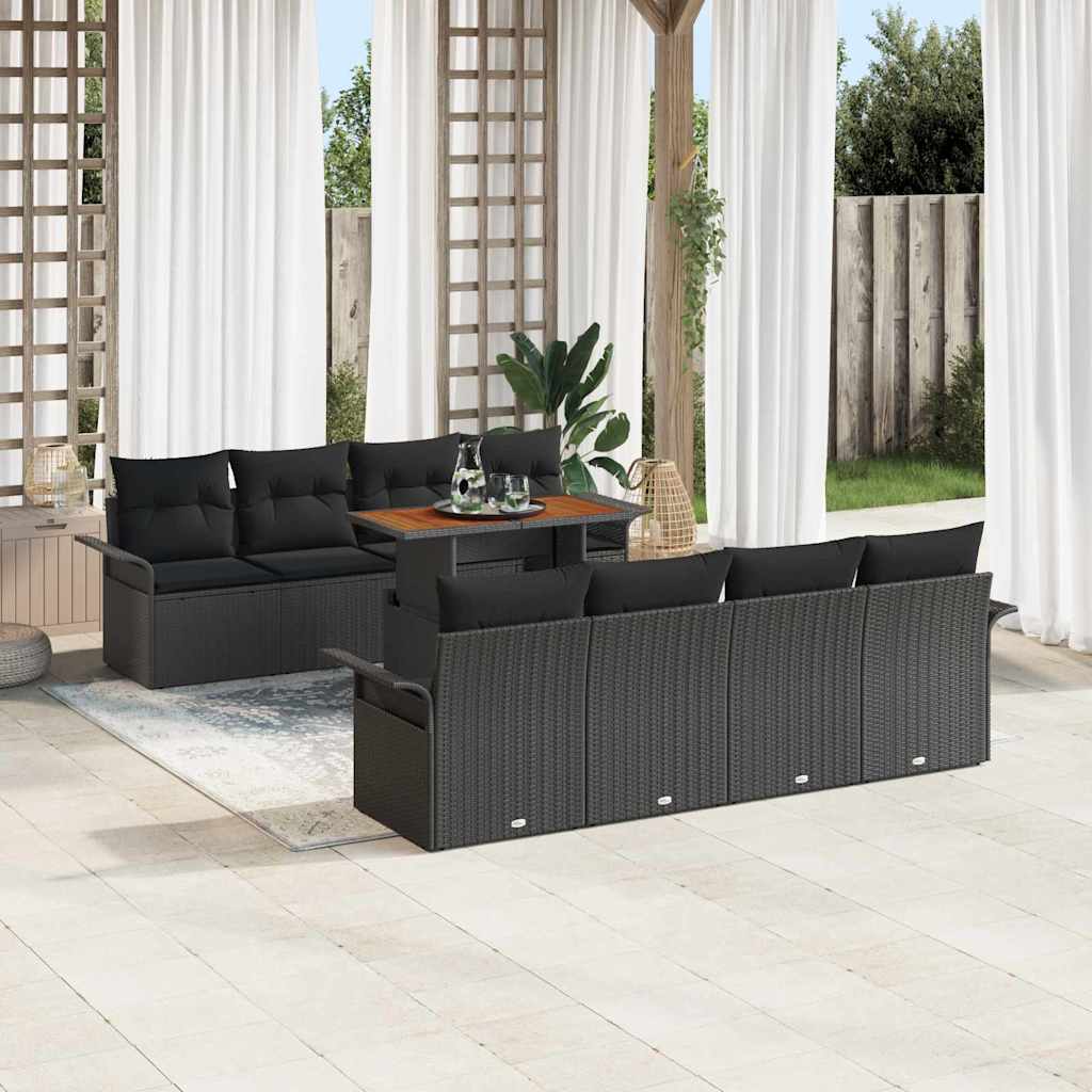 Tuinbankenset 7 st Zwart poly rattan