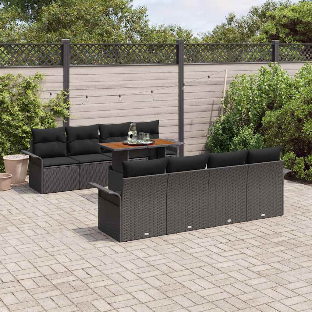 Tuinbankenset 7 st Zwart poly rattan