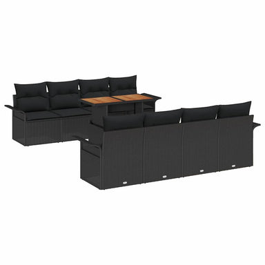 Tuinbankenset 7 st Zwart poly rattan