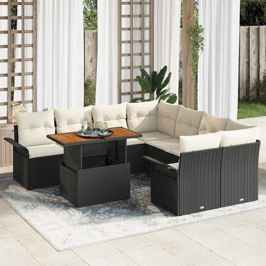 Tuin Sofa Set met kussen Zwart en crème