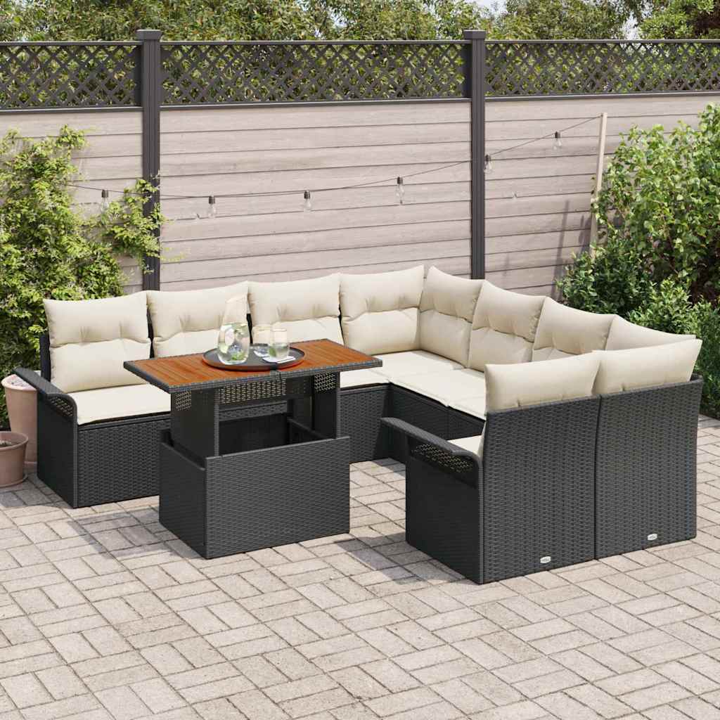 Tuin Sofa Set met kussen Zwart en crème