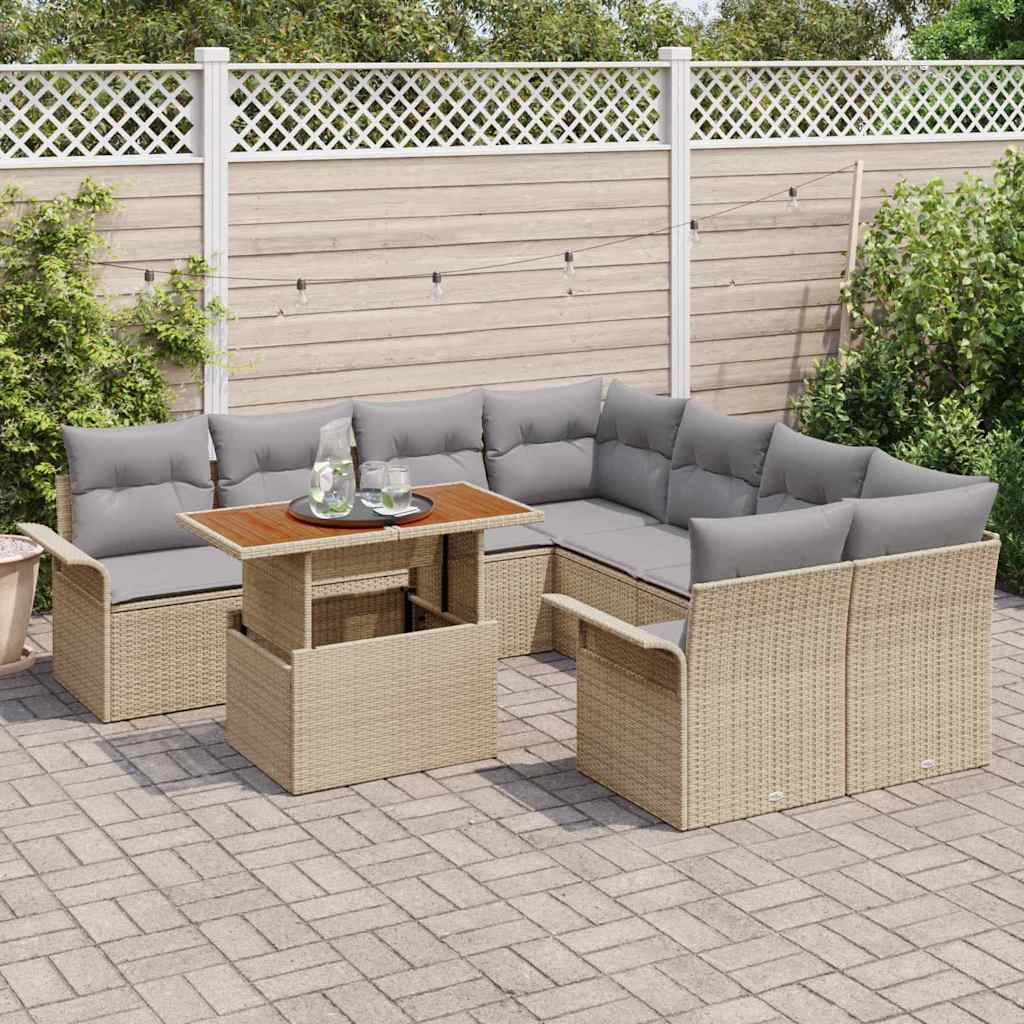 Tuin Sofa Set met kussen beige en lichtgrijs