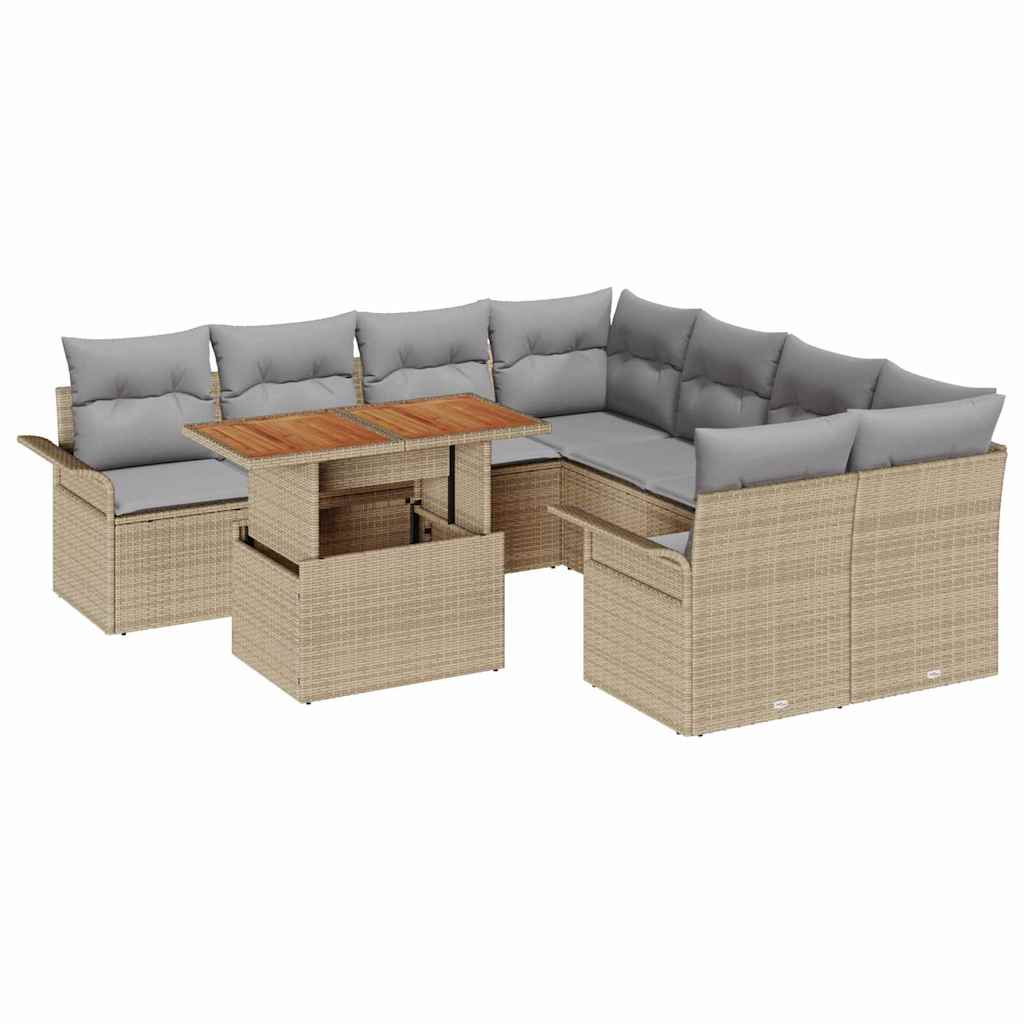 Tuin Sofa Set met kussen beige en lichtgrijs