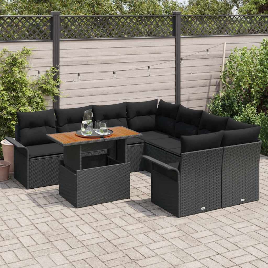 Tuin Sofa Set met kussen Zwart