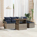 Tuin Sofa Set 6 st grijs en marineblauw