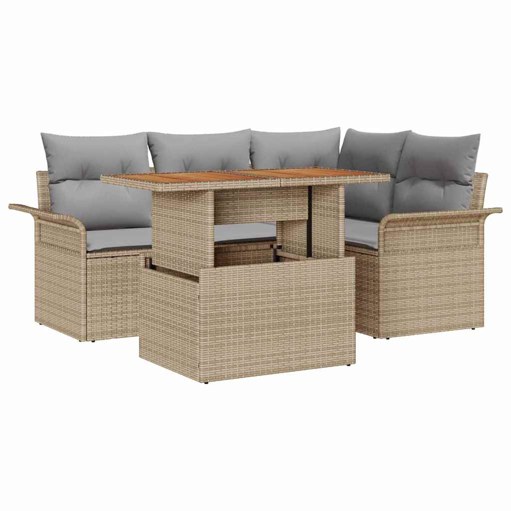 Tuin Sofa Set 5 st beige en lichtgrijs