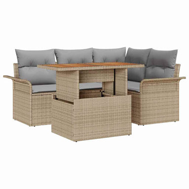 Tuin Sofa Set 5 st beige en lichtgrijs