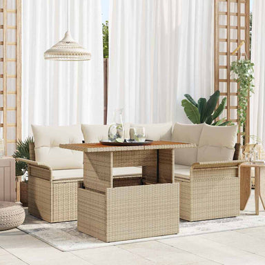 Tuin Sofa Set 5 st beige en crèmekleurig