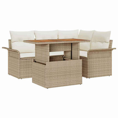 Tuin Sofa Set 5 st beige en crèmekleurig