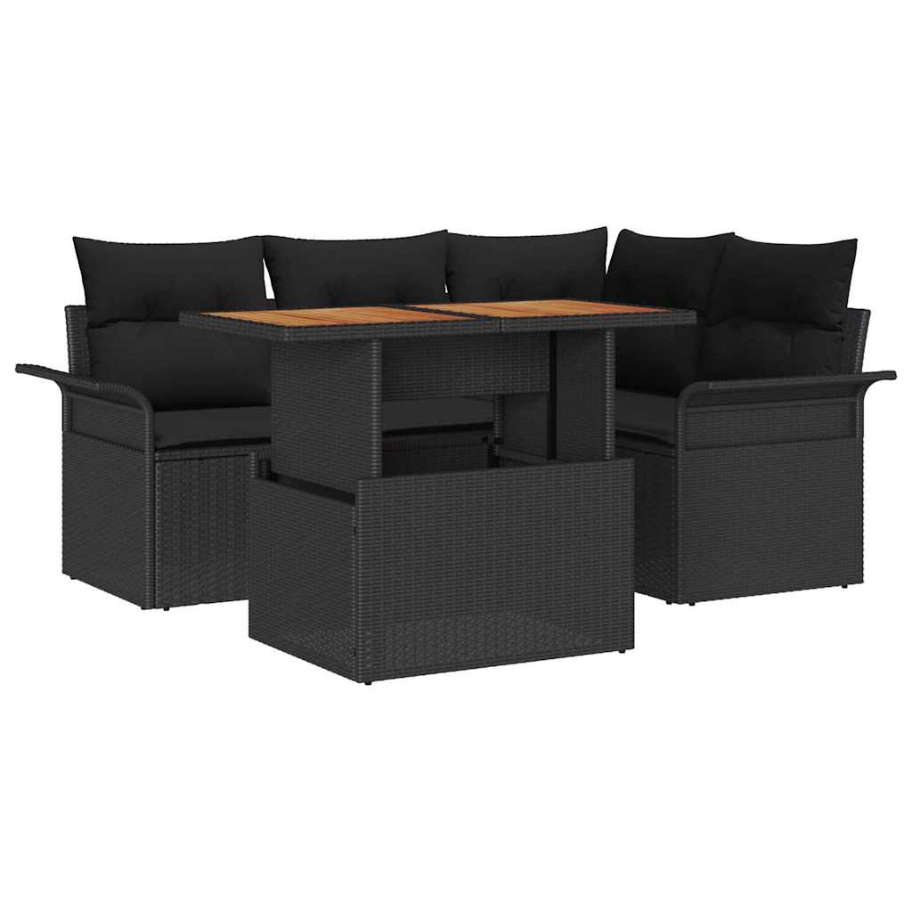 Tuin Sofa Set 5 st Zwart