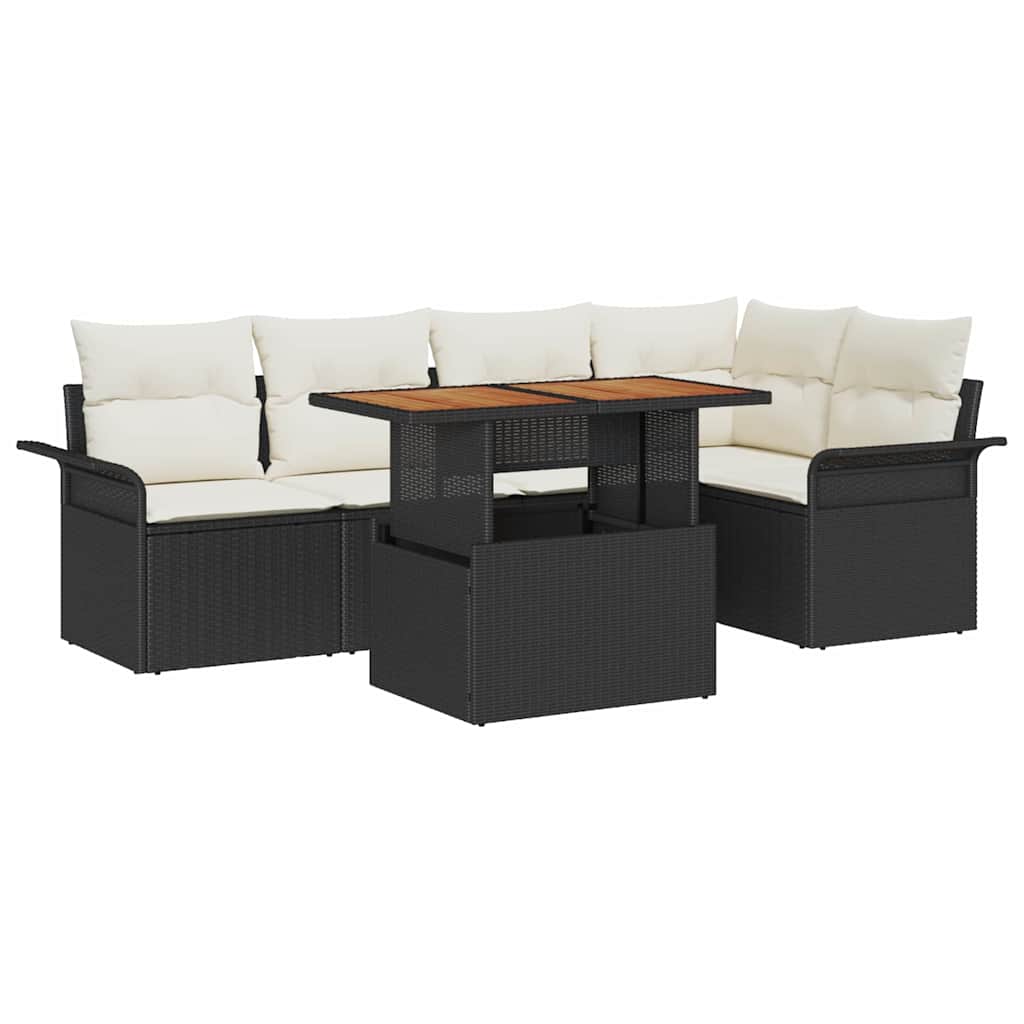 Tuin Sofa Set met kussen 6 pcs Zwart en crème
