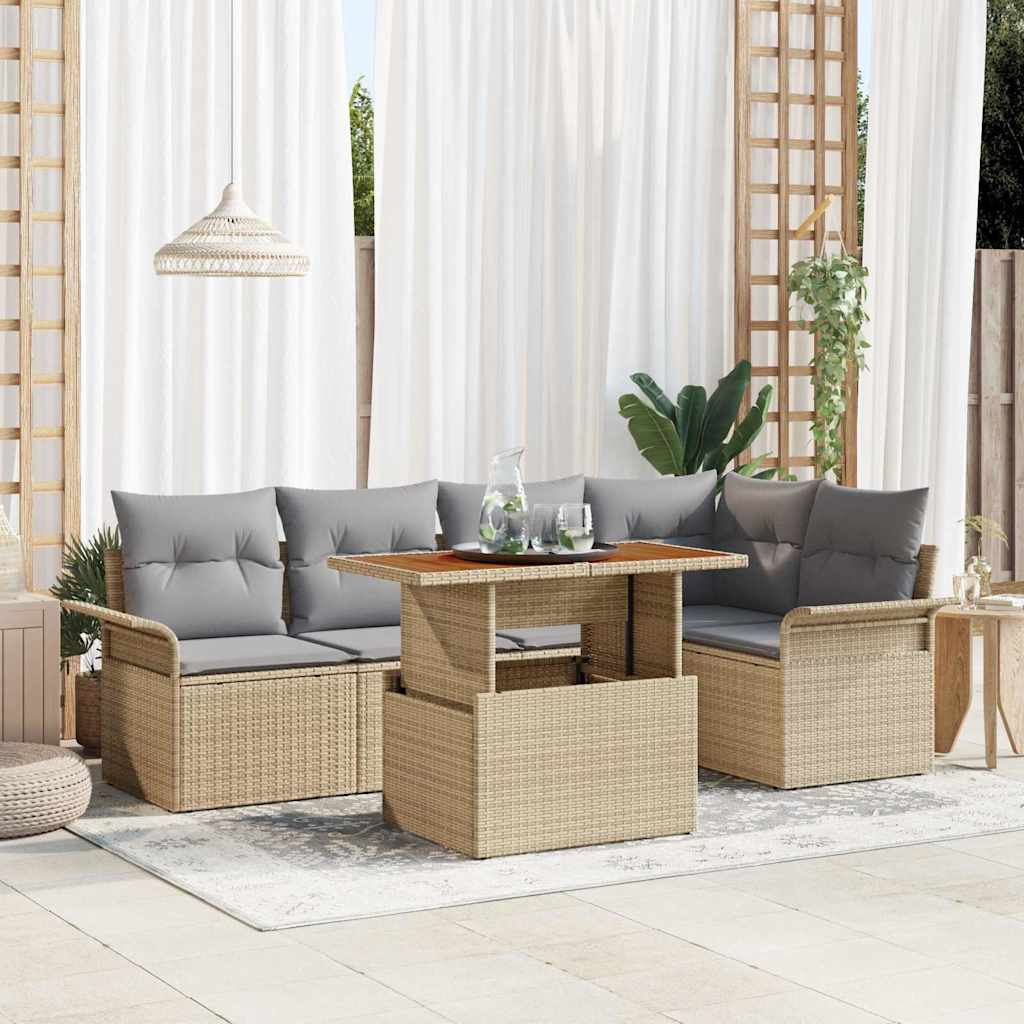 Tuin Sofa Set 6 st beige en lichtgrijs