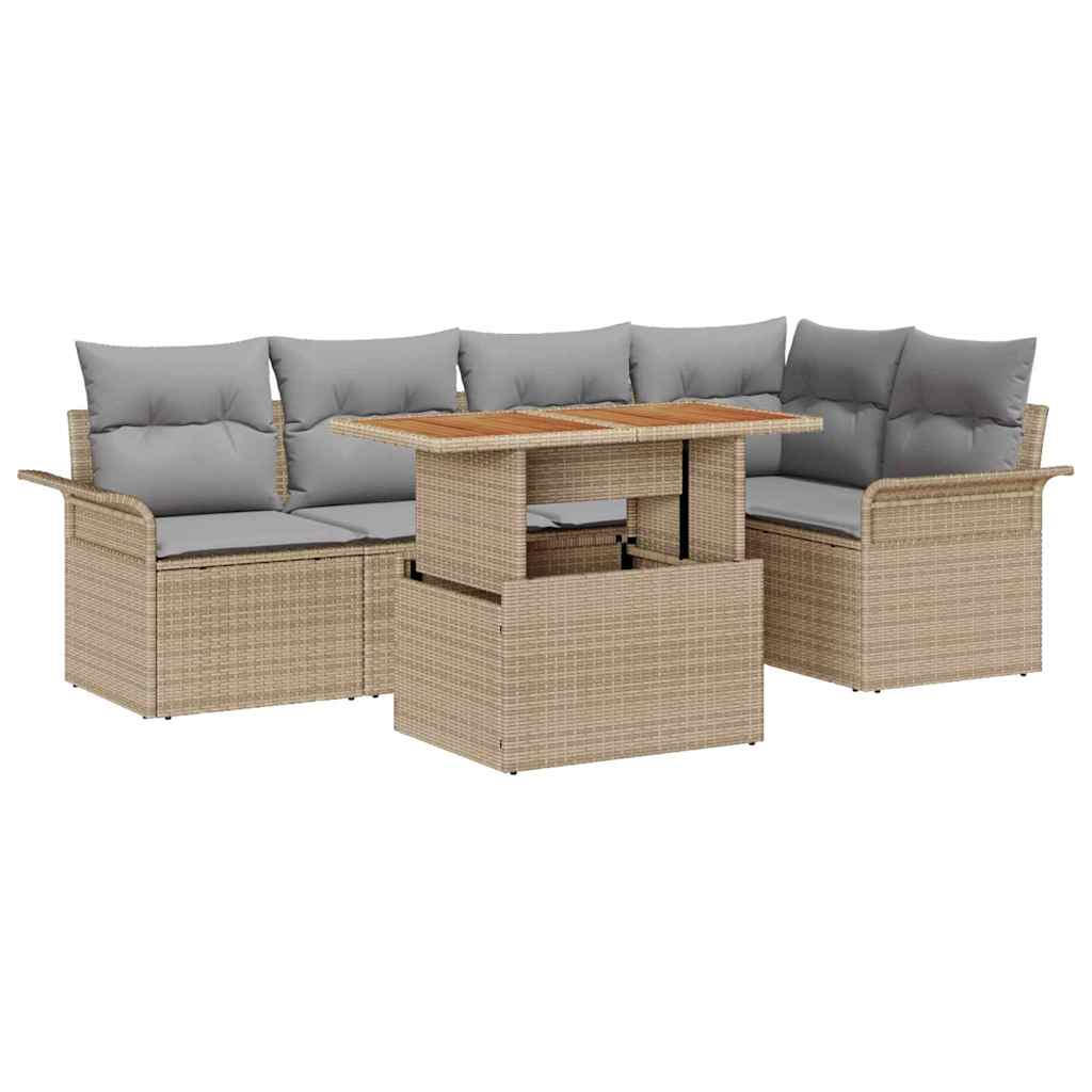 Tuin Sofa Set 6 st beige en lichtgrijs