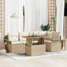 Tuin Sofa Set 6 st beige en crèmekleurig
