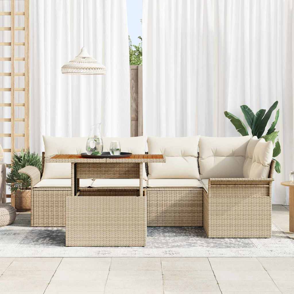 Tuin Sofa Set 6 st beige en crèmekleurig