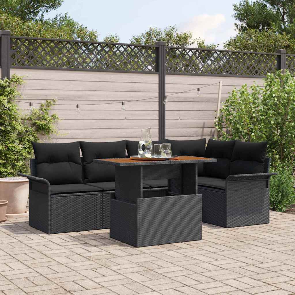Tuin Sofa Set 6 st Zwart