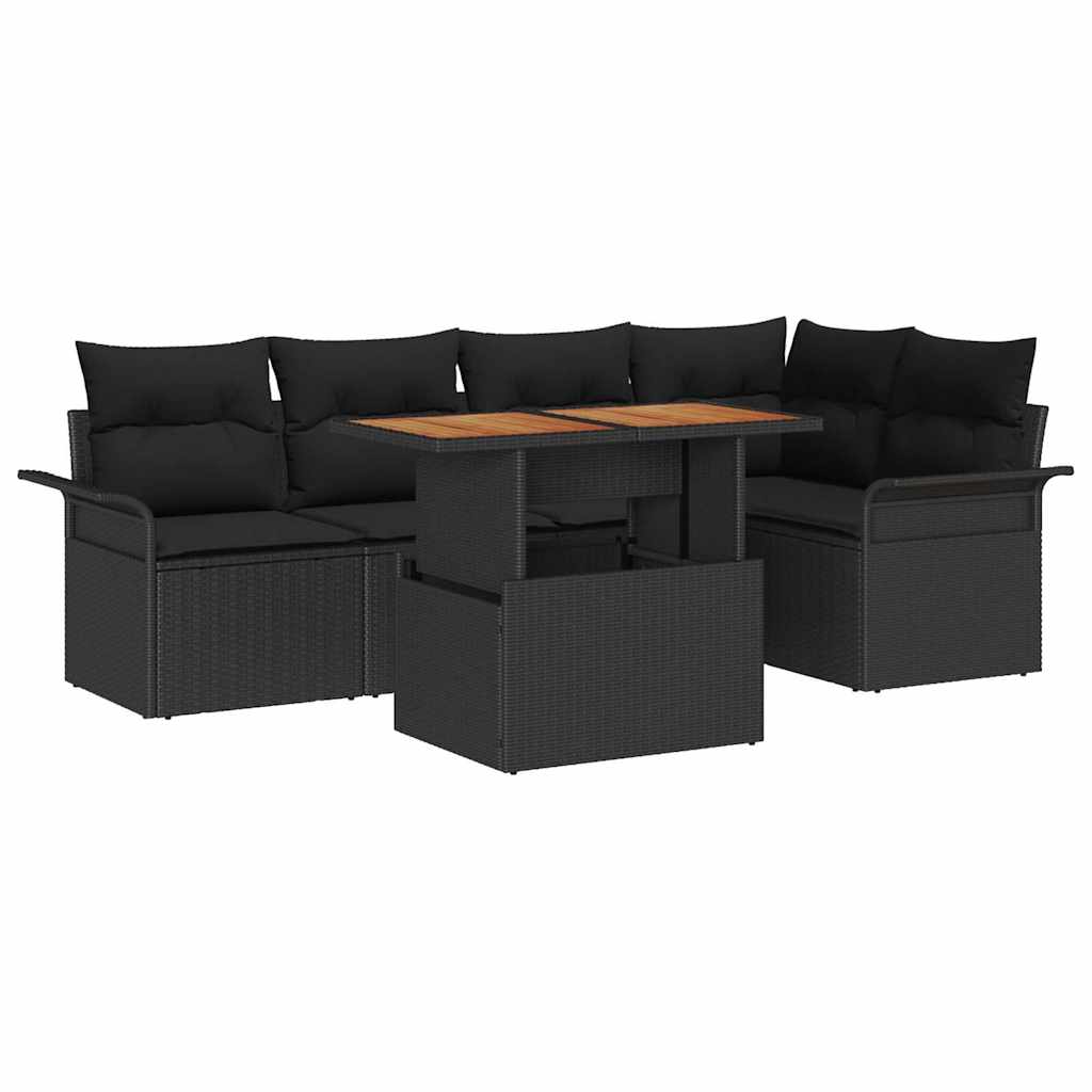 Tuin Sofa Set 6 st Zwart