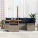 Tuinbankenset 6 st Grijs en Marineblauw poly rattan