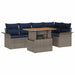 Tuinbankenset 6 st Grijs en Marineblauw poly rattan
