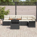 Tuinbankenset 7 st Zwart en Crème poly rattan