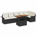 Tuinbankenset 7 st Zwart en Crème poly rattan