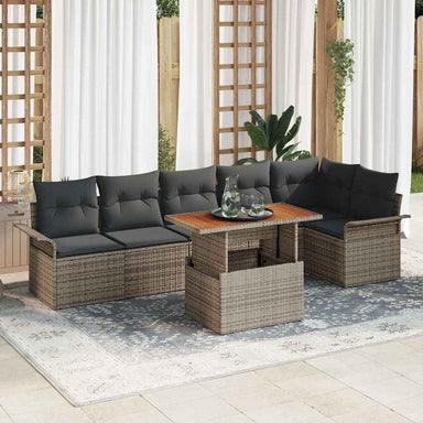 Tuinbankenset 7 st Grijs poly rattan
