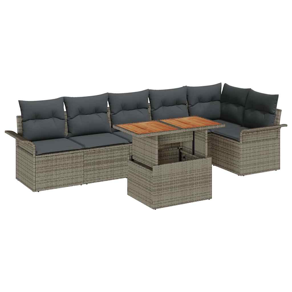 Tuinbankenset 7 st Grijs poly rattan