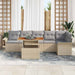 Tuinbankenset 7 st Beige en Licht Grijs poly rattan