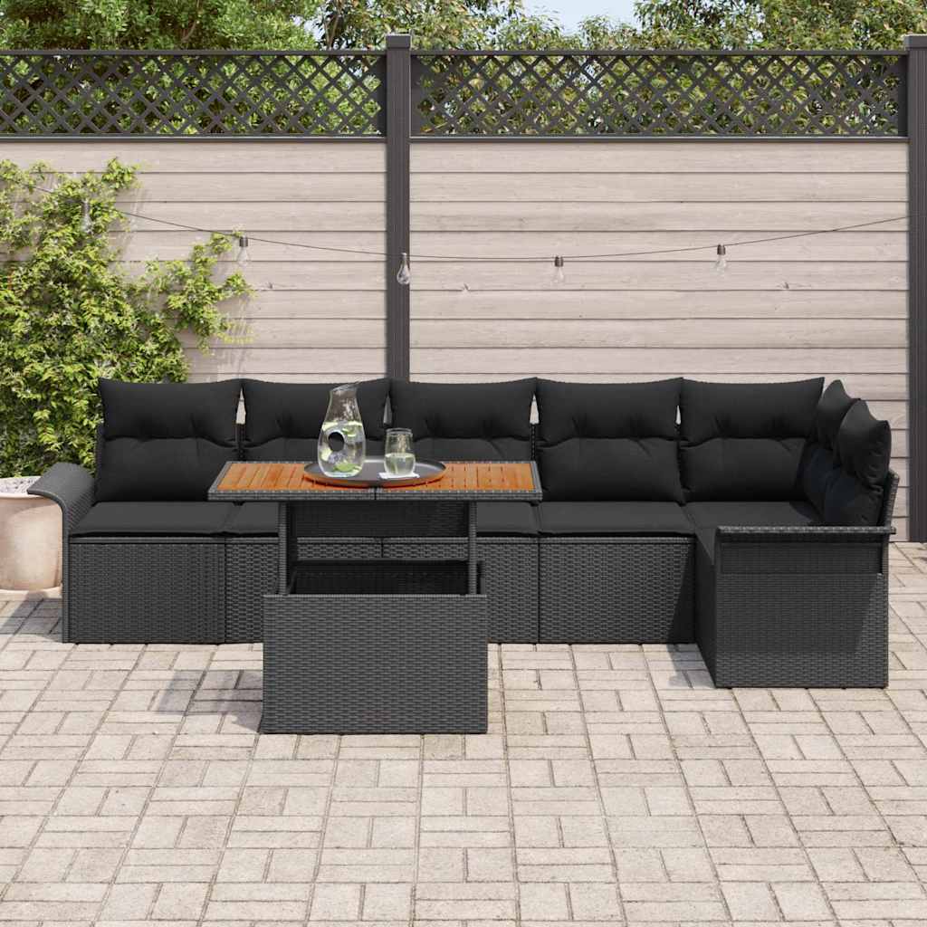 Tuinbankenset 7 st Zwart poly rattan
