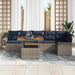 Tuinbankenset 7 st Grijs en Marineblauw poly rattan