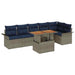Tuinbankenset 7 st Grijs en Marineblauw poly rattan