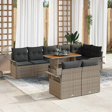 Tuinbankenset 9 st Grijs poly rattan
