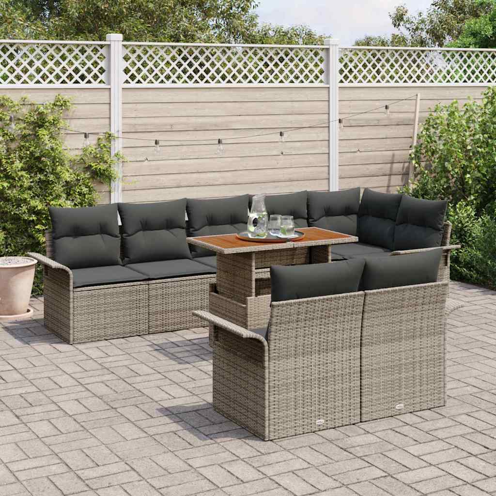 Tuinbankenset 9 st Grijs poly rattan