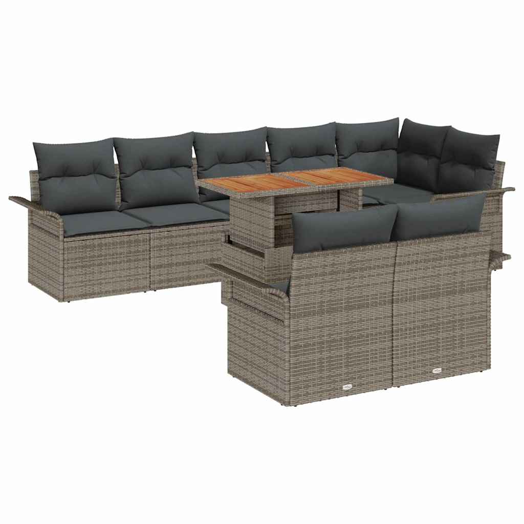 Tuinbankenset 9 st Grijs poly rattan