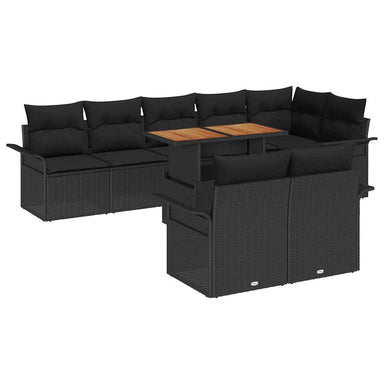 Tuinbankenset 9 st Zwart poly rattan