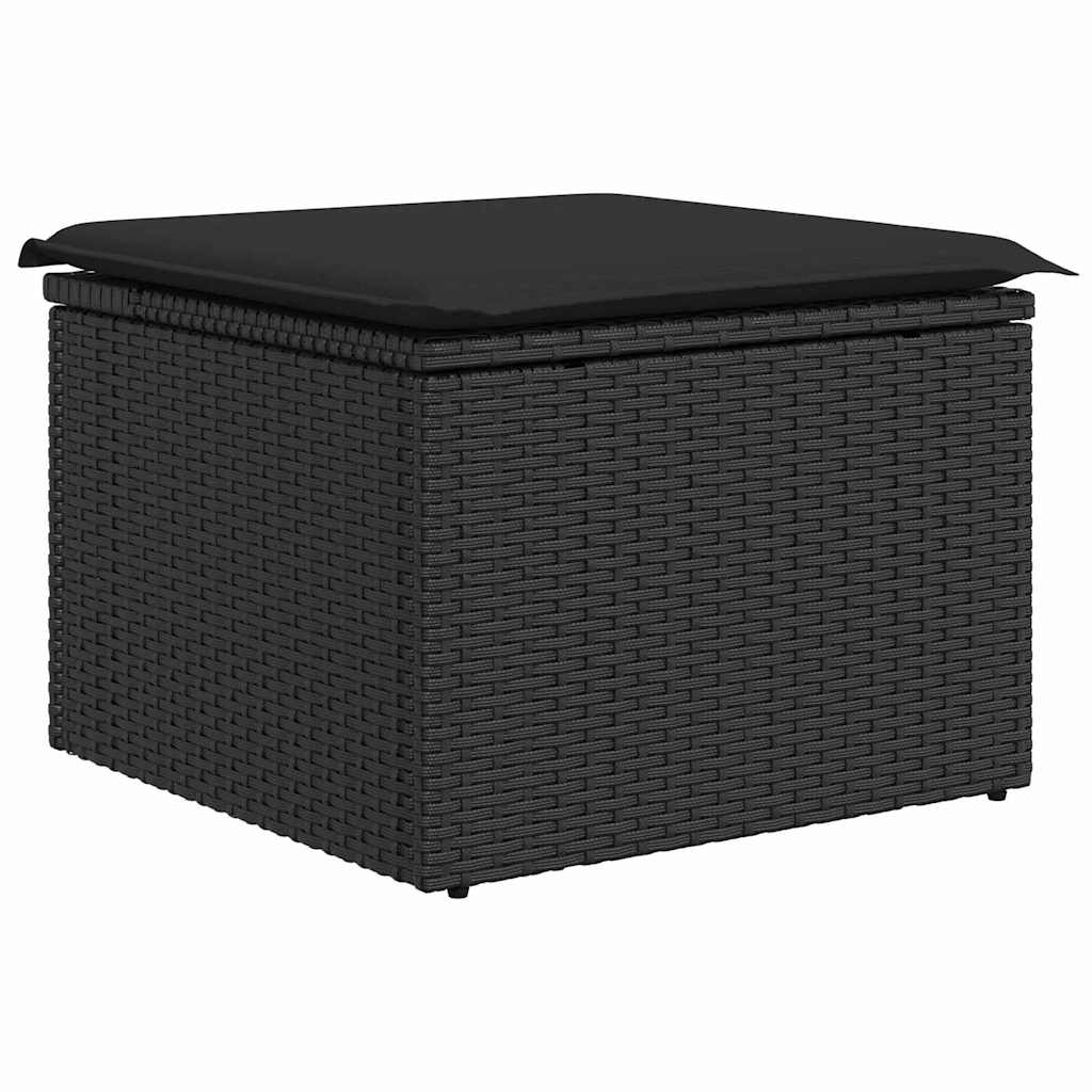 Tuinbankenset met kussen 7 pcs Zwart en Crème poly rattan