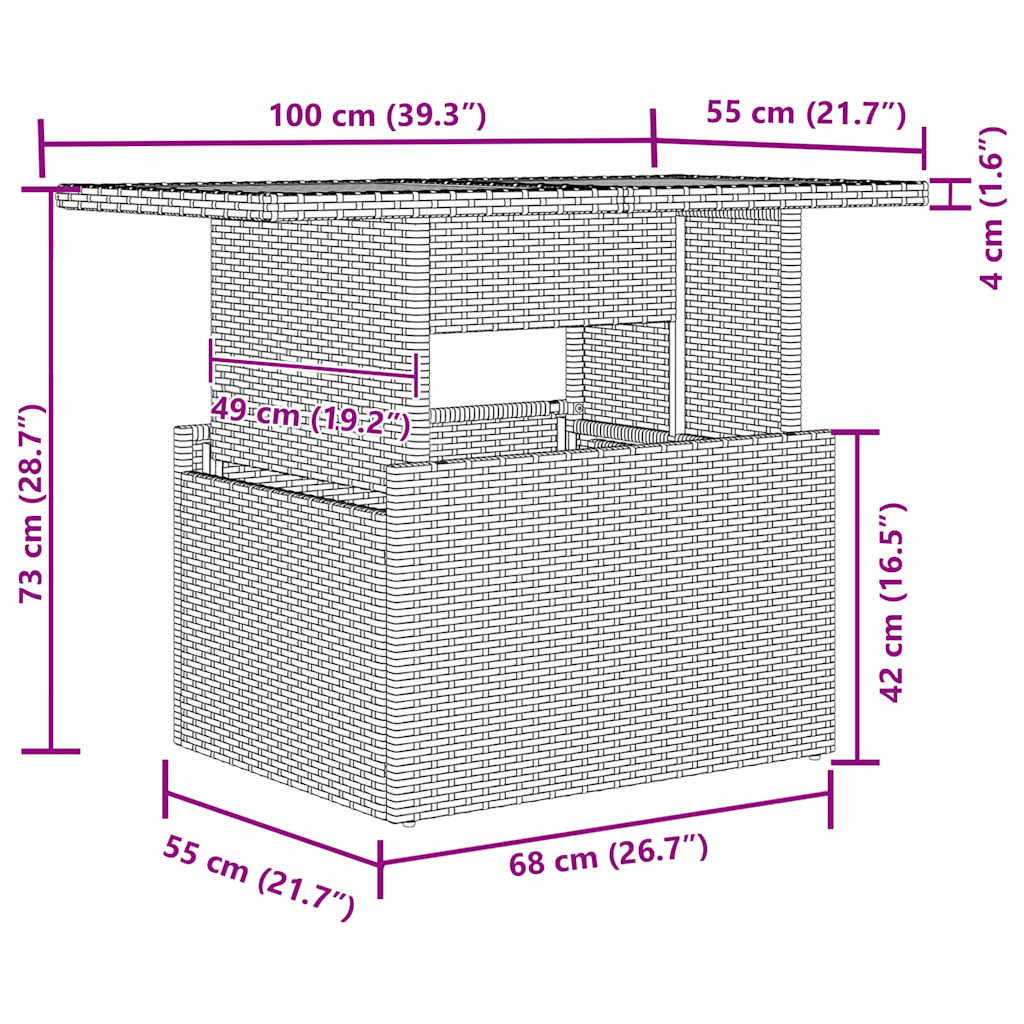 Tuinbankenset met kussen 7 pcs Zwart en Crème poly rattan