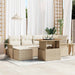 Tuinbankenset 7 st Beige en Crème poly rattan